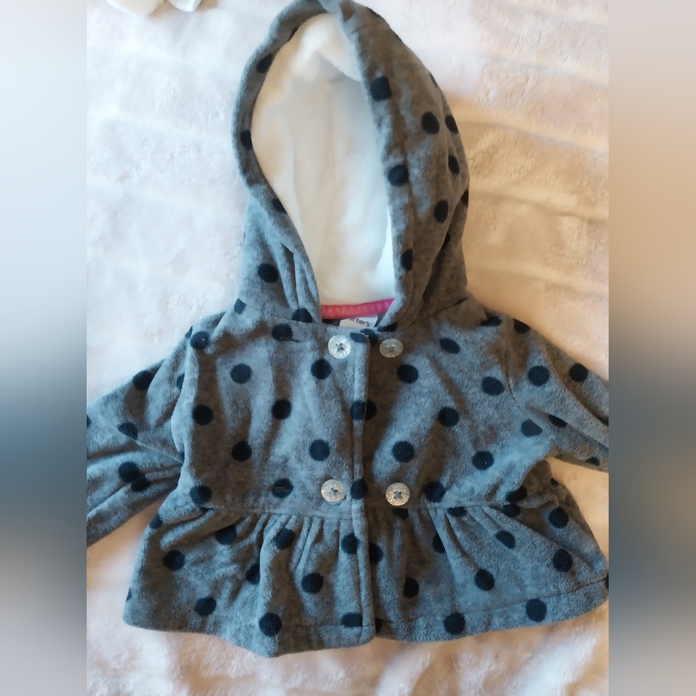 Gray Polka Dot Hooded Jacket